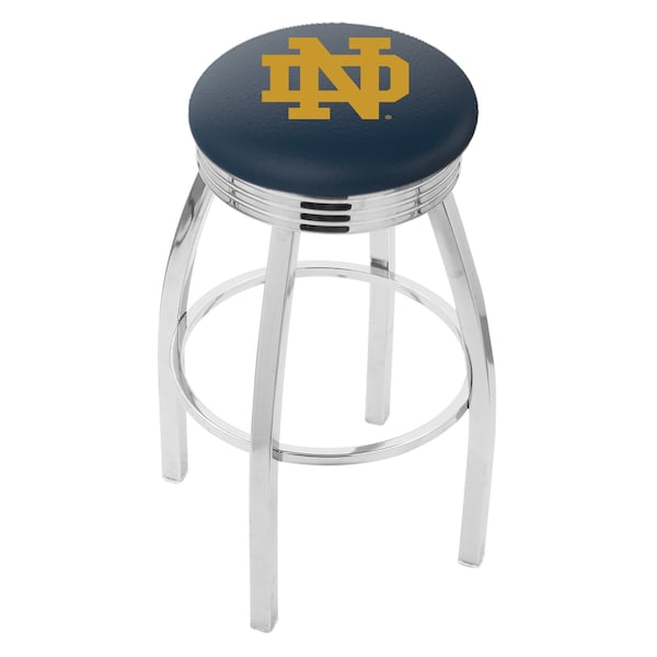 25" Chrome Notre Dame (ND) Swivel Bar Stool, Accent Ring